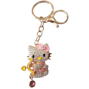 Hello Kitty Character Rhinestone Cupid Valentine’s Key Chain Purse Charm in Pink